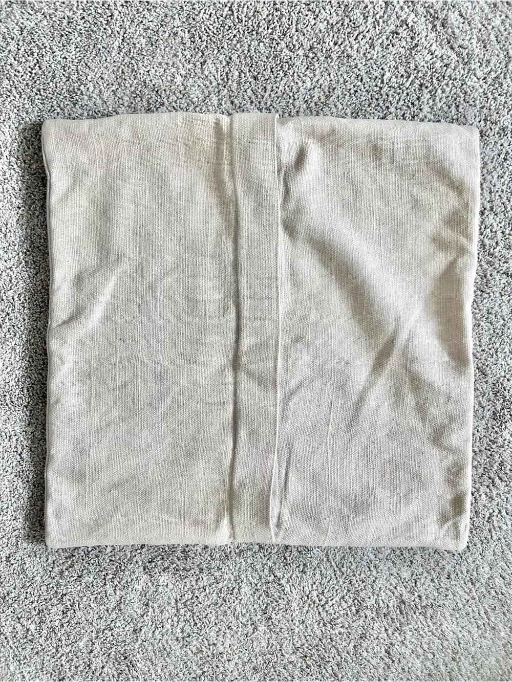 Pottery Barn Peace Sequin Beaded Pillow Cover 20 x 20 Cream Cotton Linen